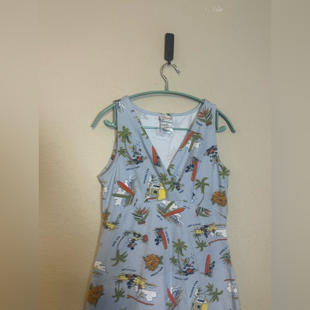 Disney Shopping Vintage Tiki Hawaiian Print Surplice Dress Mickey Minnie Medium - Picture 2 of 6